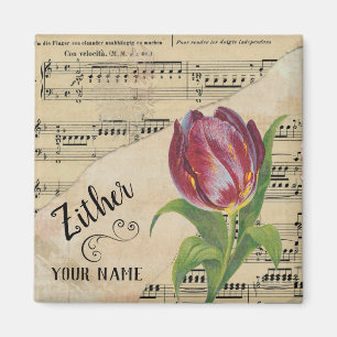 Vintage Noten von Zither Tulip individuell angepas Magnet