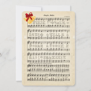 Vintage Notenblatt Jingle Bells, goldene Glocken r Feiertagskarte