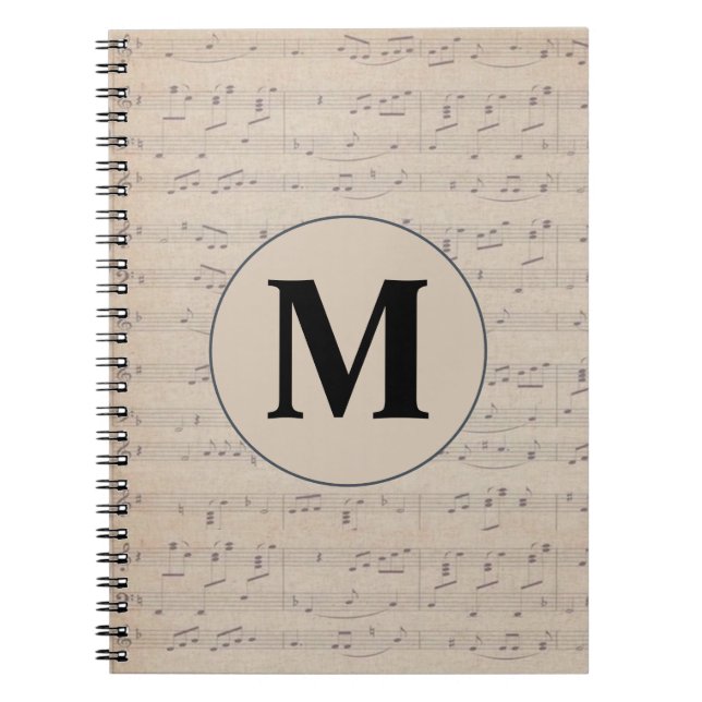 Vintage Notenblatt-Monogramm  Notizblock (Vorderseite)