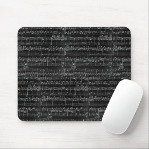 Vintage Notenblatt Musik schwarz weiß Mousepad