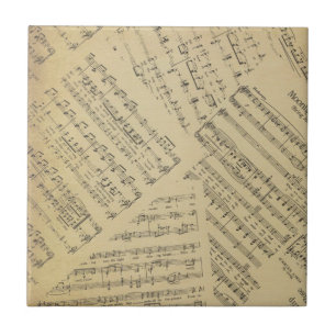 Vintage Notenblatt-Muster Musiker Fliese
