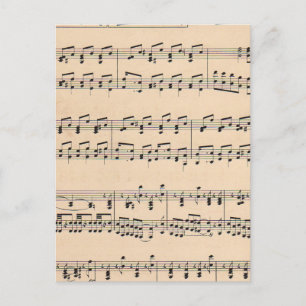 Vintage Notenblatt-Noten Postkarte