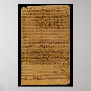 Vintage Notenblatt von Johann Sebastian Bach Poster