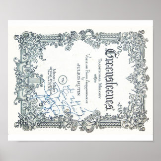 Vintage Notenblätter - Autografische Darstellung v Poster