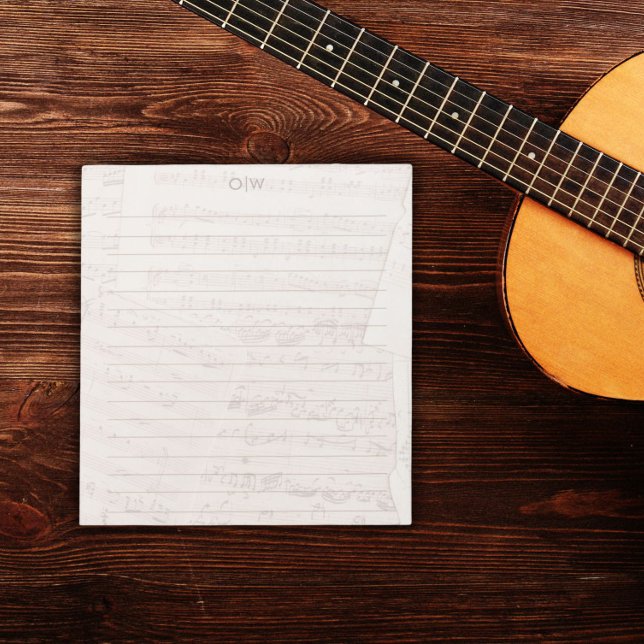 Vintage Notenblätter Initial Monogram Lined Notizblock (Von Creator hochgeladen)