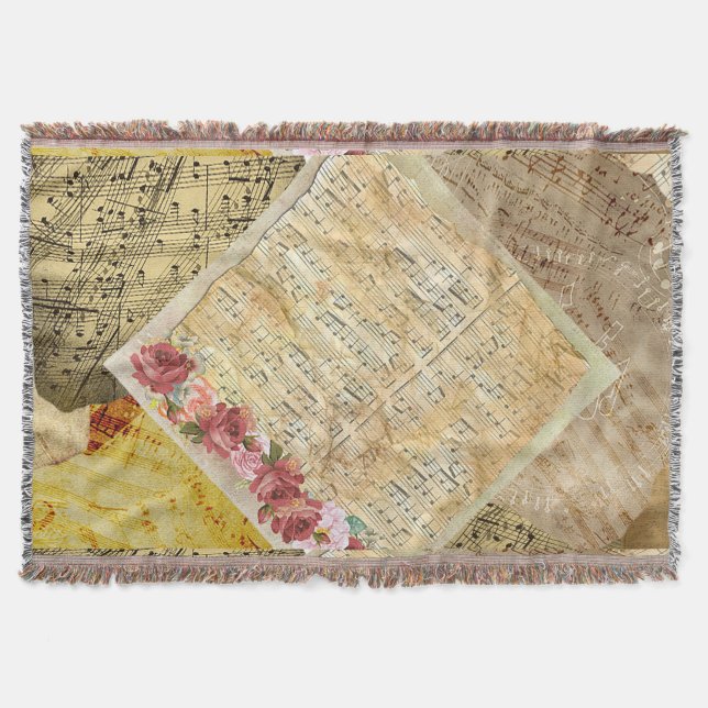Vintage Notenblätter - Noten Blanket Decke (Vorderseite)