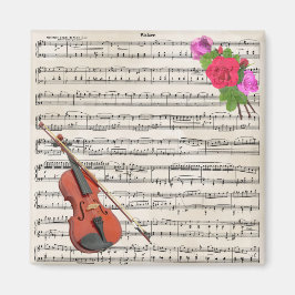 Vintage Notengestaltung für Violine und Rose Magnet