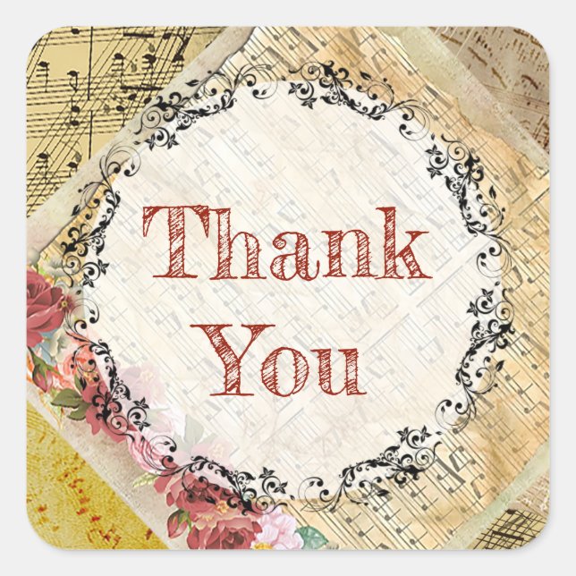 Vintage Notenpresse Rose Personalisiert Sticker (Vorderseite)