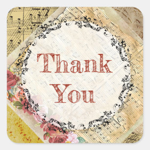 Vintage Notenpresse Rose Personalisiert Sticker