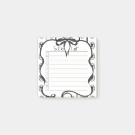 Vintage-Notizblock mit schwarzer Schleife und Chec Post-it Klebezettel