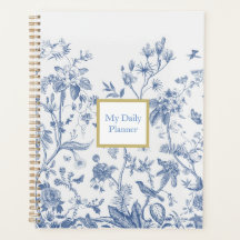 Vintage-Notizbuch mit blau-weißem, floralem Chines