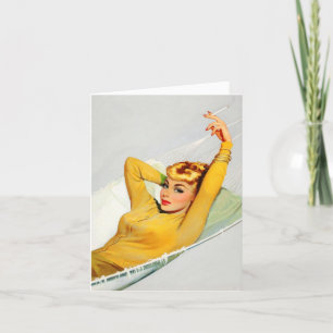 Vintage-Notizkarte "Mädchen in der Hängematte" Feiertagskarte