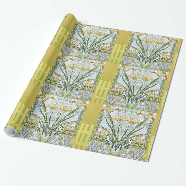 Vintage Nouveau Blumengarten Geschenkpapier (Ungerollt)