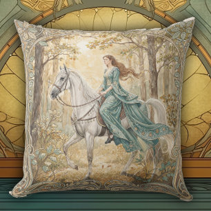 Vintage Nouveau Maiden Riding Kissen