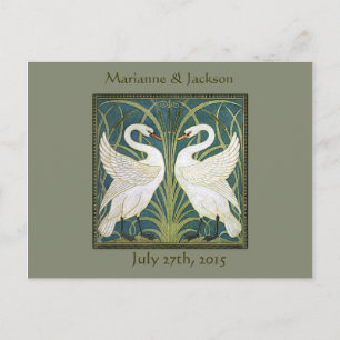 Vintage Nouveau Schwan-Save the Date Postkarte