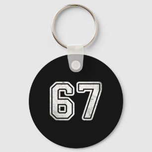 Vintage-Nummer #67 Weiße Sportmannschaft-Varsity-N Schlüsselanhänger