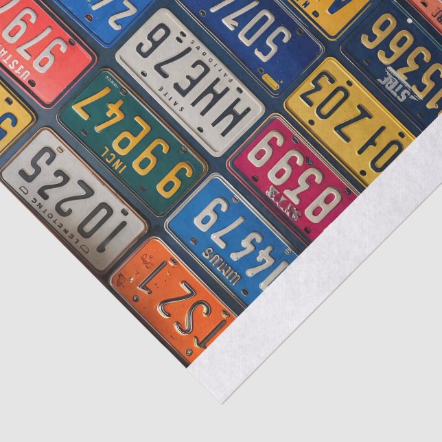 Vintage Nummernschild Seidenpapier (Ausschnitt)