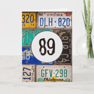 Vintage Nummernschilder für 89. Geburtstagskarte Karte