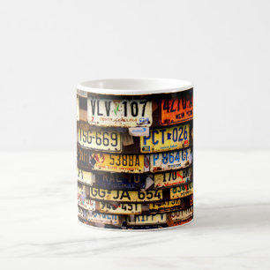 Vintage Nummernschilder Kaffeetasse