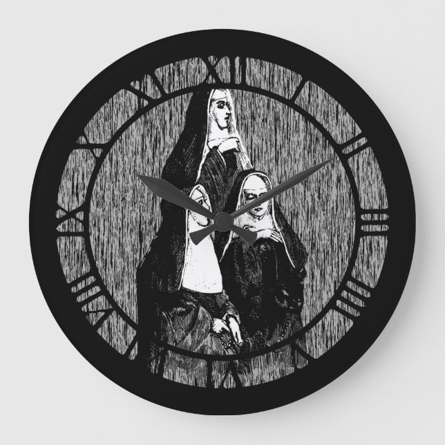 Vintage Nun Abbildung Große Wanduhr (Vorderseite)