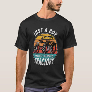 Vintage Nur Ein Junge Der Traktoren Liebt Farm 1 T-Shirt