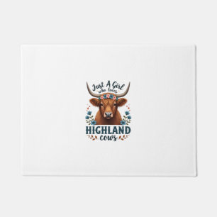 Vintage Nur ein Mädchen, das Highland-Kühe floral Fußmatte