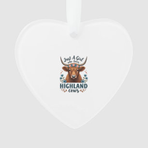 Vintage Nur ein Mädchen, das Highland-Kühe floral Ornament
