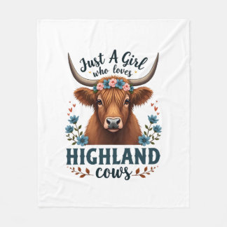 Vintage Nur Ein Mädchen Das Highland-Kühe Liebt Fl Fleecedecke