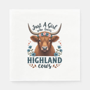 Vintage Nur Ein Mädchen Das Highland-Kühe Liebt Fl Serviette