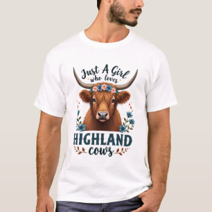 Vintage Nur Ein Mädchen Das Highland-Kühe Liebt Fl T-Shirt