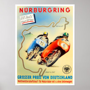 Vintage Nurburgring Grand Prix Motorräder Poster