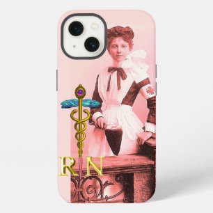VINTAGE NURSE and Gold Caduceus NR Emblem iPhone 13 Hülle