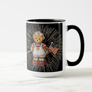 Vintage-Nurse-Bär mit modernen weißen Feuerwerken Tasse