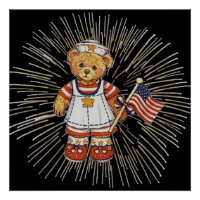 Vintage-Nurse-Bär Moderne Weiße Feuerwerk-Wert
