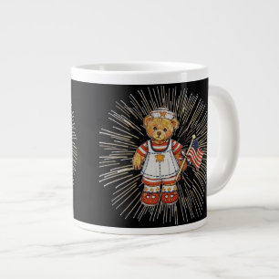 Vintage Nurse Bear with Modern White Fireworks Jumbo-Tasse