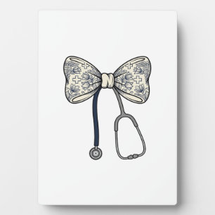 Vintage-Nurse-Bow-Stethoskop-Floral-Shirt-Design_ Fotoplatte
