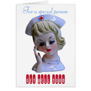 Vintage-Nurse-Head-Vase-Erholungskarte