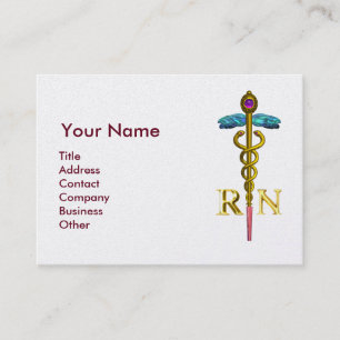 VINTAGE NURSE und Gold Caduceus NR Emblem Pearl Visitenkarte