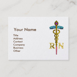 Vintage NURSE und Gold Caduceus NR Emblem Pearl Visitenkarte