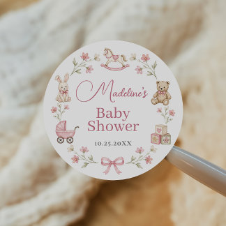Vintage-Nursery-Spielzeug Mädchen-Baby-Party Runder Aufkleber