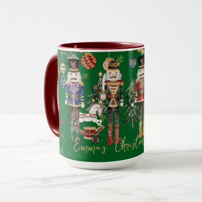 Vintage Nussknacker-Soldaten Weihnachtskaffee Tasse (Vorderseite Links)