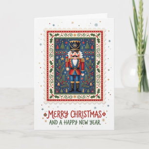 Vintage Nussknacker-Stempel Frohe Weihnachten