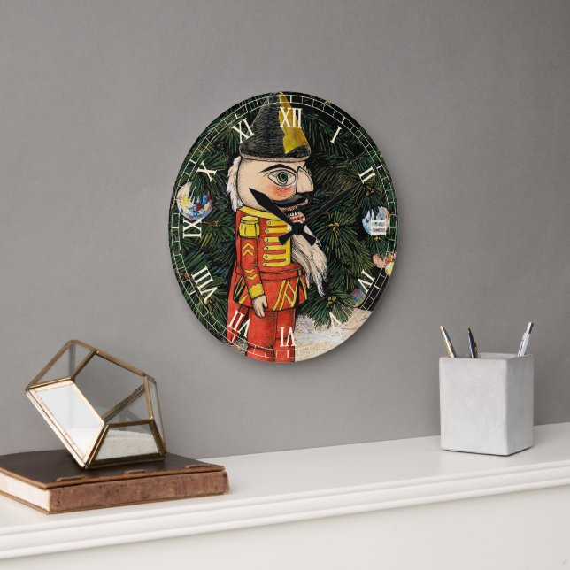 Vintage Nussknacker unter dem Weihnachtsbaum Große Wanduhr (Büro)