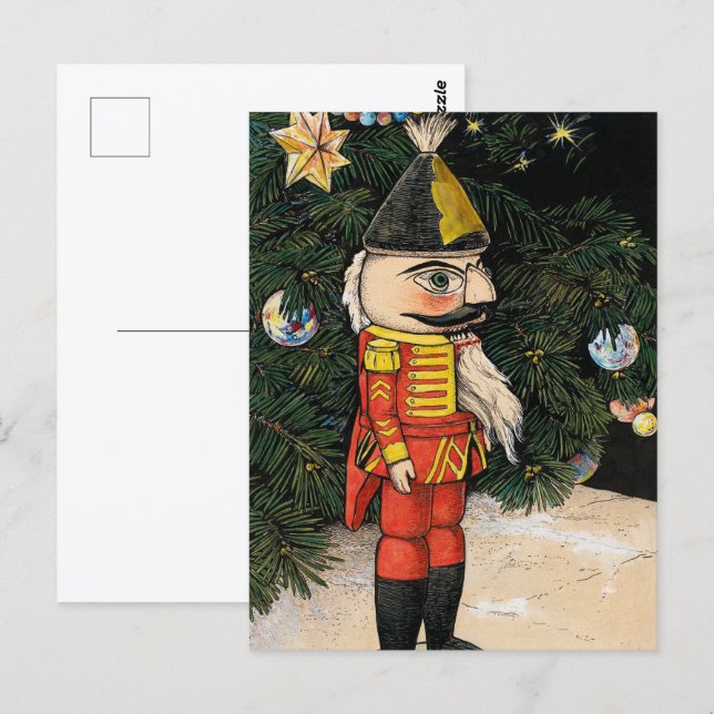 Vintage Nussknacker unter dem Weihnachtsbaum Postkarte (Vorne/Hinten)