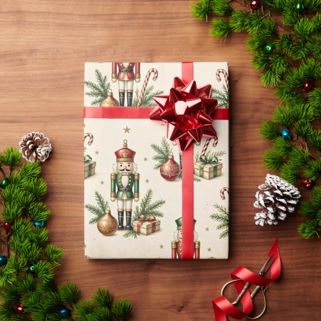Vintage-Nussknacker-Weihnachtsgeschenkpapier Geschenkpapier (Feiertagsgeschenk)