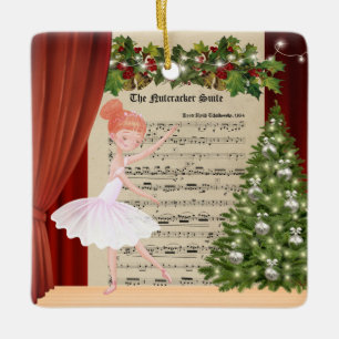 Vintage Nutcracker Sheet Music und Ballerina Keramikornament