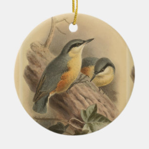 Vintage NuthatchIllustration Keramik Ornament