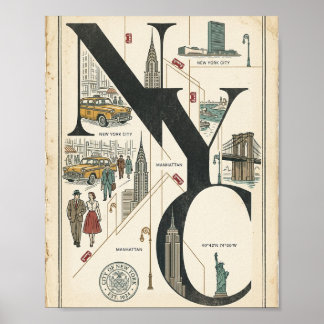 Vintage-NYC-Plakat Poster