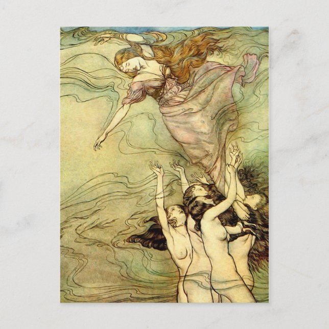 Vintage Nymph Book Illustration Postkarte (Vorderseite)