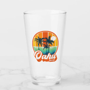 Vintage Oahu Hawaii Hawaiian Island Summer Travel Glas